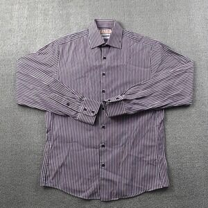 Thomas Pink Shirt Adult Size 15.5 - 38 Striped Button Up Long Sleeve Casual Mens